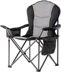 Oversized Camping Chair Heavy Duty 500LB Capacity - Folding Outdoor Chair with Cooler Bag Cup Holder &amp Waterproof Phone Case Portable for Camping/Hiking/Beach (Black &amp Light Gray)