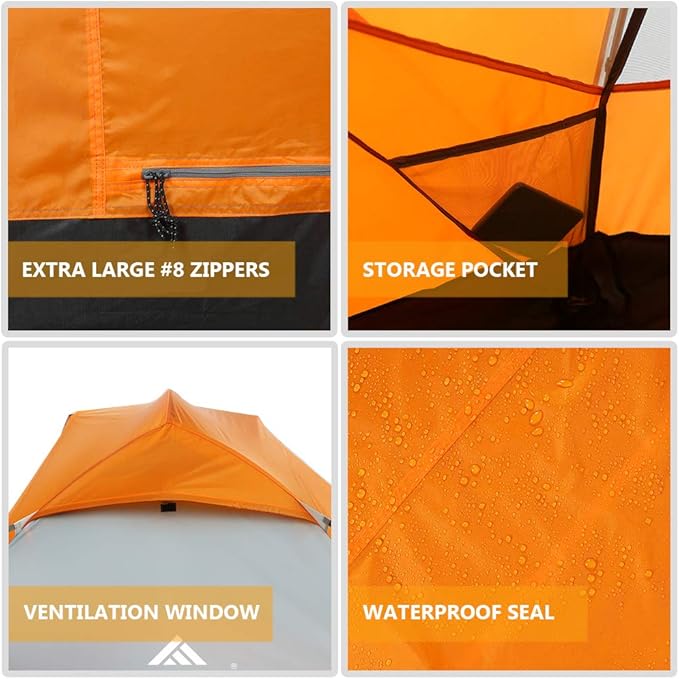 Forceatt Tent for 2 and 3 Person is Waterproof and Windproof Camping Tent for 3 to 4 SeasonsLightweight Aluminum Pole Backpacking Tent Can be Set Up QuicklyGreat for Hiking