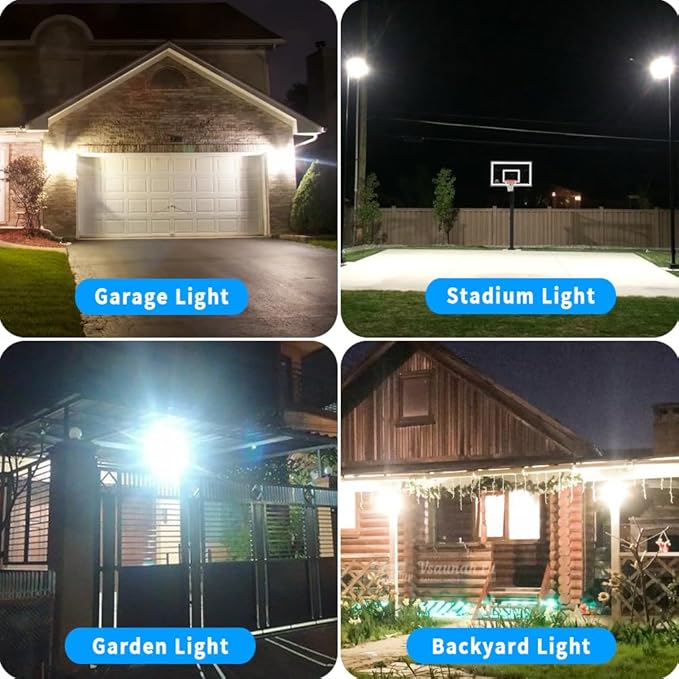 LED 150W Flood Light IP66 Waterproof Super Bright Work Lights13000lm 6500K Daylight White Outdoor Spotlight for GaragePlaygroundsParking LotBasketball Court