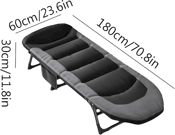 Iron Alloy Camping Bed 6-Level Adjustable Folding Cot for Outdoor Office Portable Folding Bed with Mattress for Sleeping