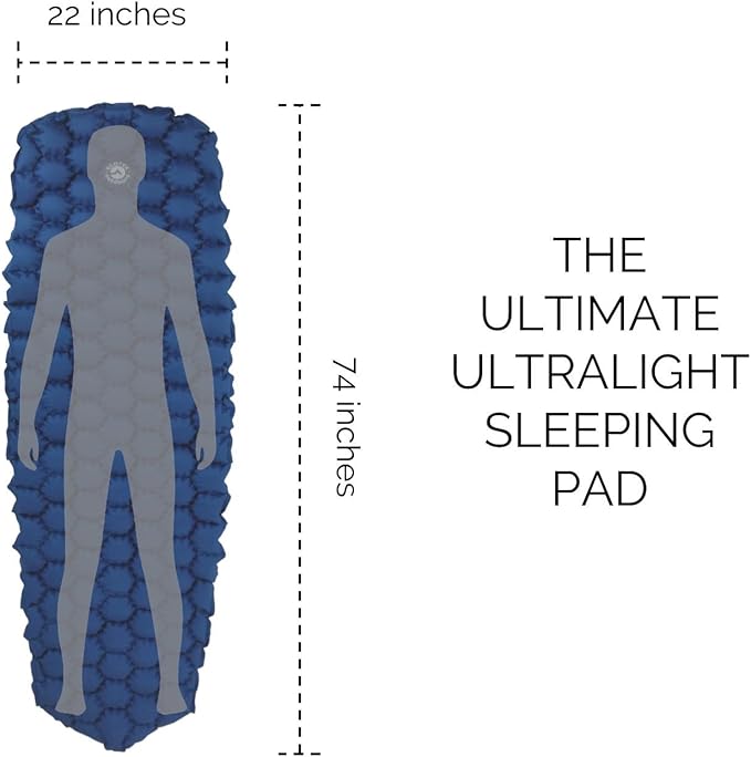ECOTEK Outdoors Hybern8 Ultralight Inflatable Sleeping Pad with Contoured FlexCell Honeycomb Design - Easy to Inflate Comfortable Lightweight Durable and Hammock Approved [Ocean Blue]