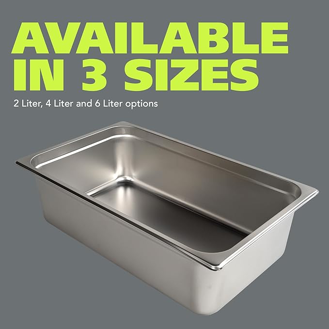 Pearington 12-Piece Full-Size Hotel Pans with Lids 21L Steam Table Capacity Ideal for Catering and Commercial Use 304 Stainless Steel 20.8 x 13 x 5.9