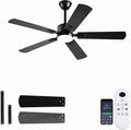 52 inch Modern Ceiling Fans with Lights APP/Remote Control Low Profile Reversible 6 Speeds Ceiling Fan Light for Indoor/Outdoor Patio Bedroom Living RoomBlack