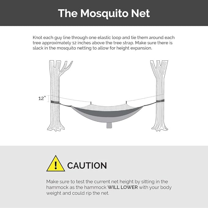 Oak Creek Lost Valley Camping Hammock. Bundle Includes Mosquito Net Rain Fly Tree Straps Compression Sack. Weighs Four Pounds Perfect for Camping. Lightweight Nylon Single Hammock. Blue and Gray