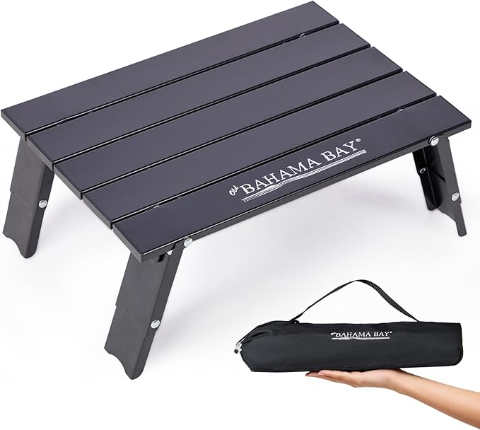 Old Bahama Bay Ultralight Aluminum Mini Table 66lbs/30kg Weight Capacity Foldable Small Beach Table with Retractable LegsSuitable for Picnic Camping Outdoor Hiking