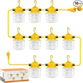 100ft LED Construction String LightsSuper Bright 150W 15000LM Waterproof IP65 Led String Work Lights Construction Temporary Lights (100ft-10lights)
