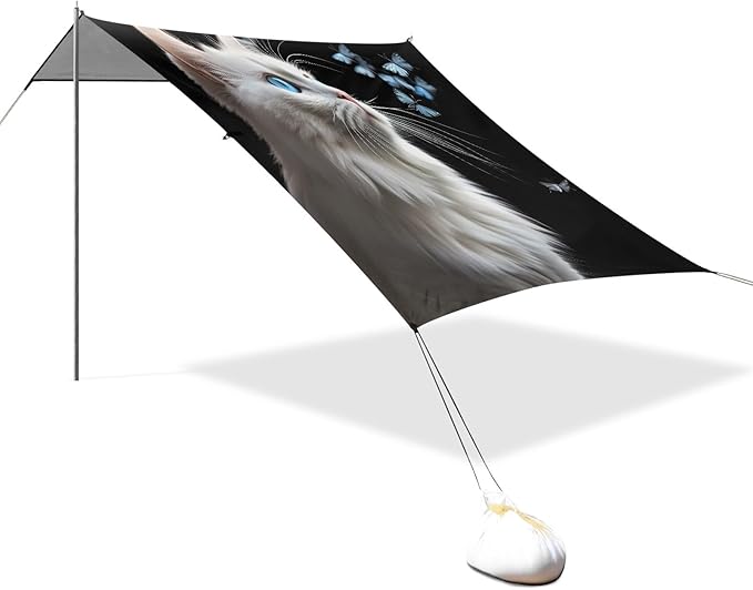 Camping Sun Shelters Beautiful Cat Staring at The Butterfly Beach Canopy 126 * 110.2in