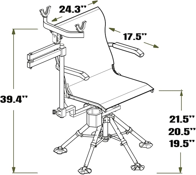 NEXCAM® AXIS SG 360 Ultimate Shooting Chair with AXIS V2 Shooting Rest. Rocking Chair. Dual-axis Swivel and Tilting Chair. Camp. Fish. Hunt. Patent Pending