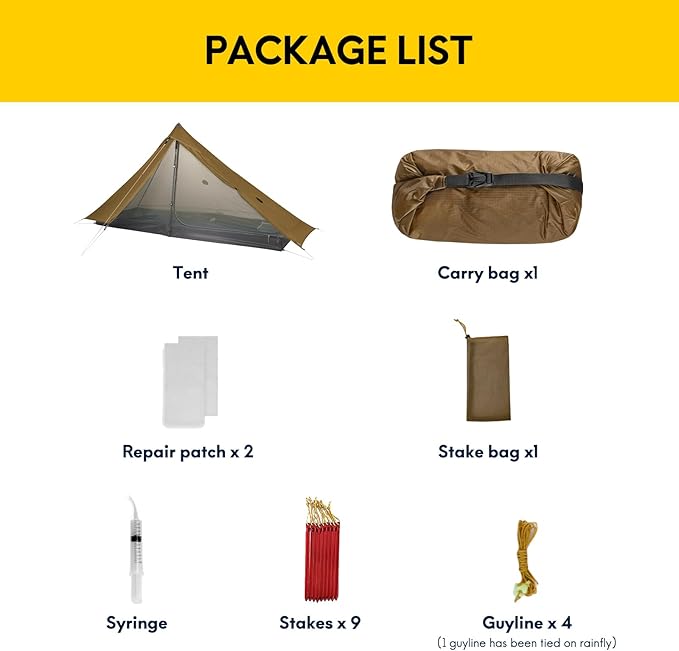 LANSHAN Ultralight Tent 3-Season Backpacking Tent for 1-Person or 2-Person Camping Trekking Kayaking Climbing Hiking