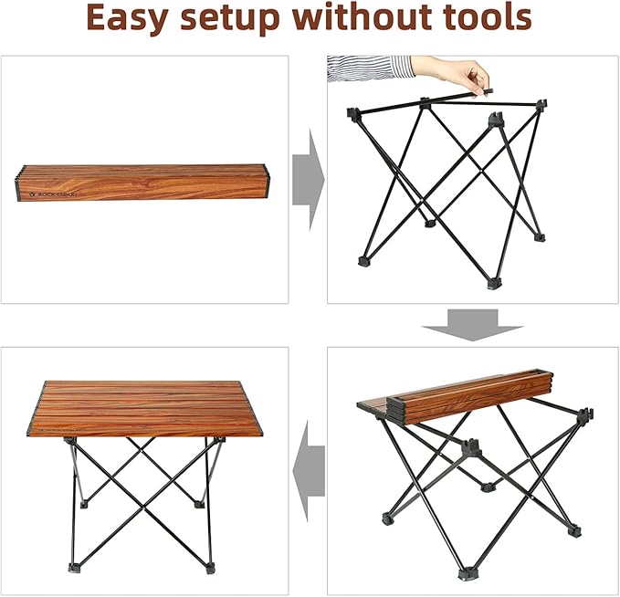 ROCK CLOUD Portable Camping Table Ultralight Aluminum Camp Table Folding Beach Table for Camping Hiking Backpacking Outdoor Picnic Size M