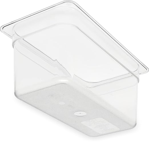 Carlisle FoodService Products Storplus Food Storage Container Food Pan Chafing Pan with Spoonable Corners for Catering Buffets Restaurants Polycarbonate (Pc) 1/3 Size 6 Inches Deep Clear