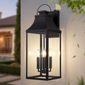 tewei 25'' Dusk to Dawn Outdoor Wall Light Large Black Outdoor Porch Light Waterproof Patio Lanterns Exterior Wall Mount Lighting Fixtures 4-Light Outside Garage Sconces for House Front 1-Pack