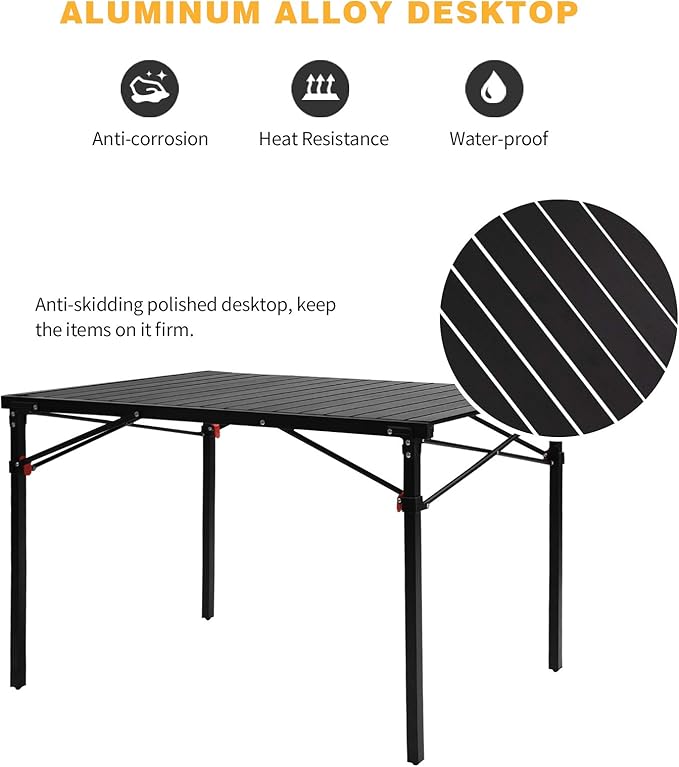 KingCamp Lightweight Compact Folding Camping TableStable Aluminum Alloy Folding Roll up Table for 4-6 Person for Picnic Camping Barbecue and PartyPortable Multifunctional Table with Carry Bag