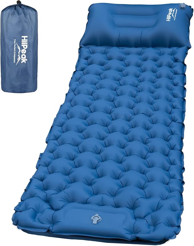 HiiPeak Sleeping Pad for Camping- Ultralight Inflatable Sleeping Mat with Built-in Foot Pump &amp Pillow Upgraded Compact Camping Air Mattress for Tent Backpacking Hiking