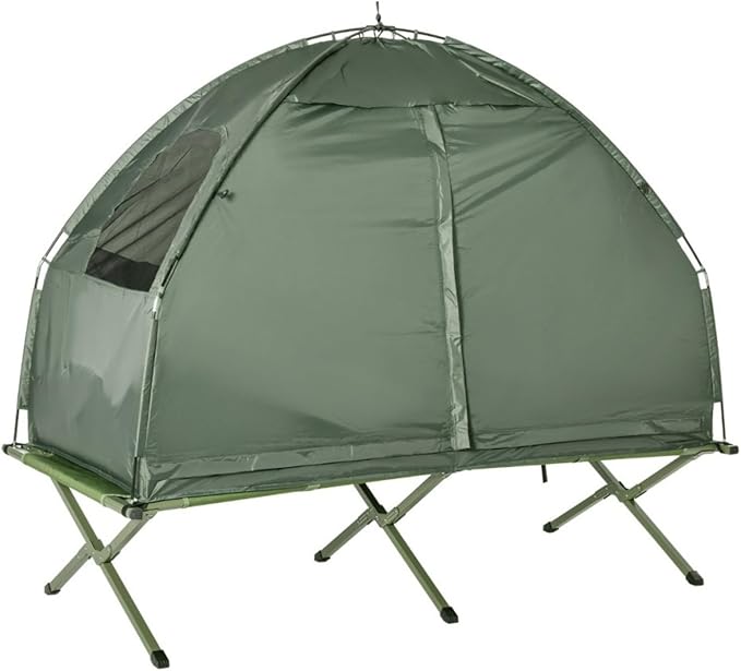 4-in-1 Folding Hiking Camping Tents with Roller Carrying Bag Portable Single Sleeping Cot Camping Bed for Hiking Backpacking Picnic
