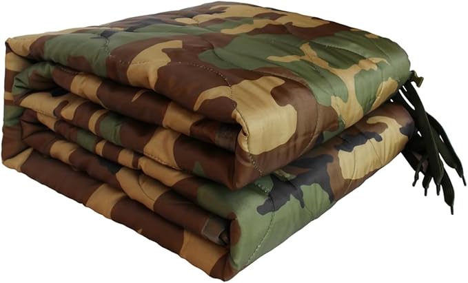 Camo Poncho Liner Army Blanket Military Sleeping Bag with A Compression Carrying Bag for Traveling Hiking Camping Outdoor Survival Car Blanket