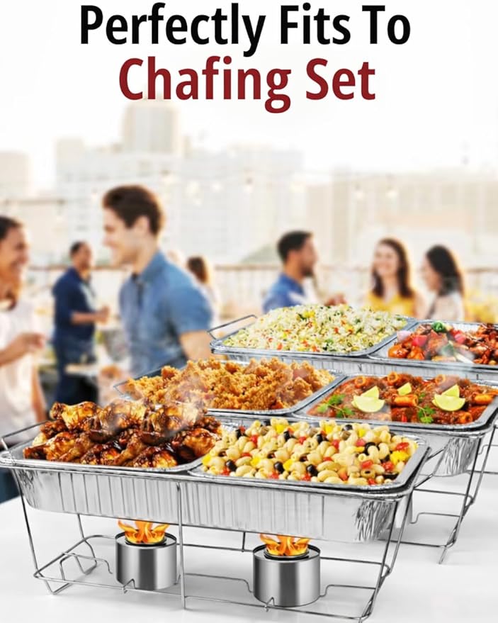PRIME BASICS Aluminum Pans Full Size Large Disposable Roasting &amp Baking Pan 21x13 Deep Foil Pans (25 Pack) Extra Heavy Duty Chafing Trays for Hotels Restaurants Caterers Steam Table Buffet