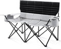 Double Camping Chair for Adults Folding Loveseat 2 Person Camping Couch with Cooler Bag Heavy Duty Oversized Lawn Chair Support 550 lbs for Outdoor Sports Fishing Beach Travel Picnic Gray