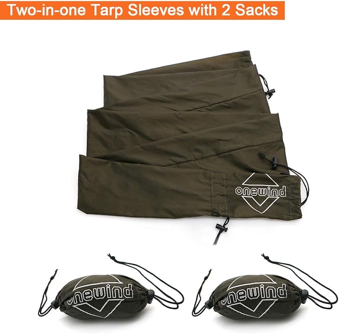 Onewind Premium Hammock Tarp Sleeve 12ft Camping Tent Rain Fly Snakeskin for Tarp Easy Storage and Display Hiking and Backpacking Lightweight and Durable Water Resistant OD Green