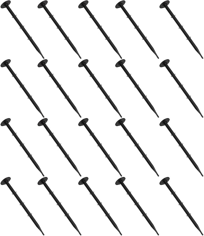 Balacoo 100pcs Plastic Ground Stakes Garden Pegs 20cm Gardening Nails for Greenhouse Lawn Weed Barrier Fixing Outdoor Plant Anchors