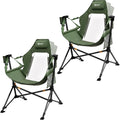 Portal Hammock Camping Chair Portable Outdoor Swinging Chairs Rocking Chair for Adults with Adjustable Back and Height for Lawn Backyard Patio Supports 400 lbs Mesh High Back Green 2 Pack