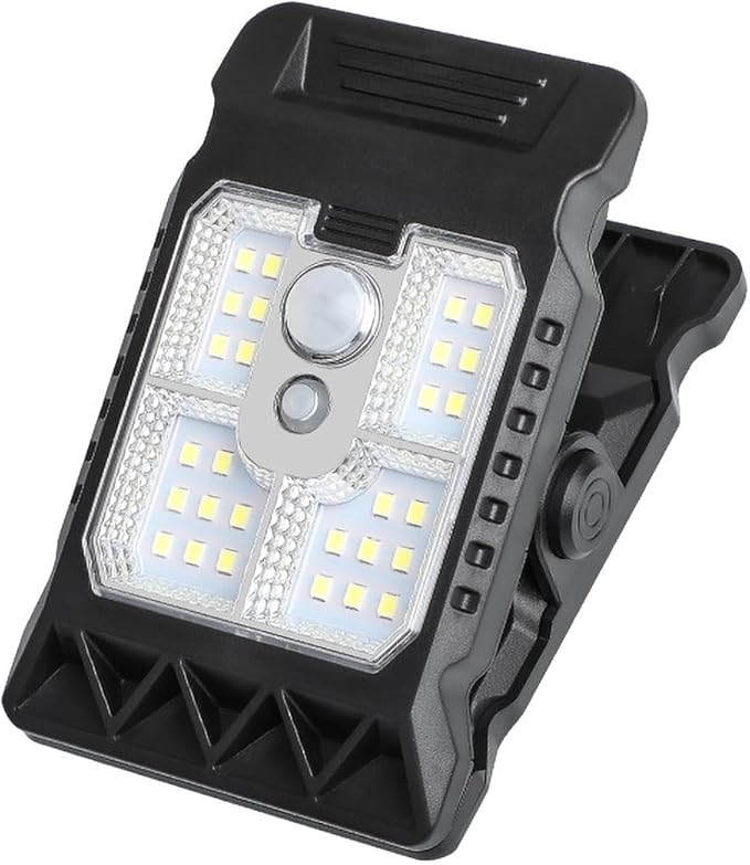 2Pack Clip on Solar Lights Outdoor Waterproof Motion Sensor Lights 3 Modes 3 Mounting Ways Solar Security Lights for Fence Wall Garage Patio Umbrella (2Pack 28LEDs)