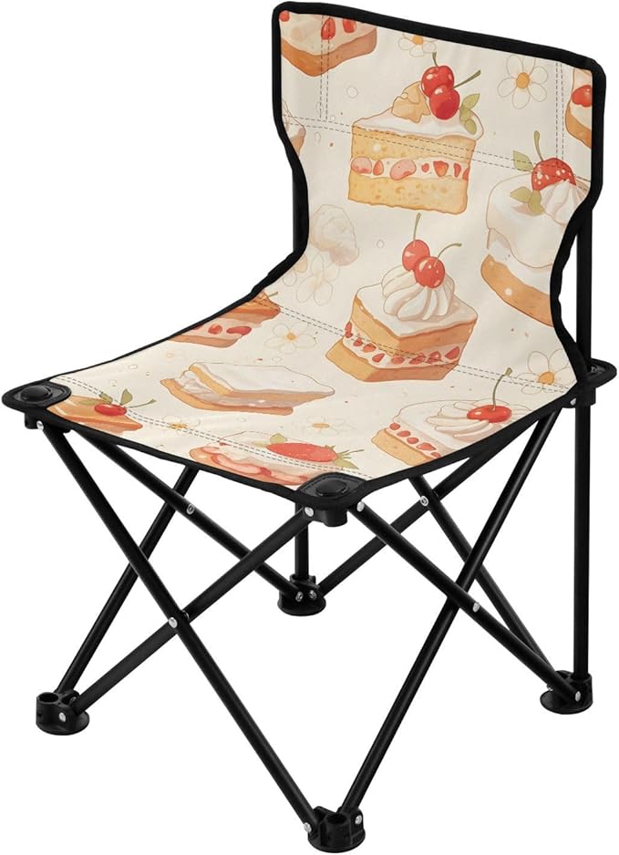 Cream Cake Portable Camping Chairs Folding Chair - Durable Oxford Fabric Lightweight Iron Frame Easy Fold Design - Ideal for Outdoor Activities Camping Fishing and Travel