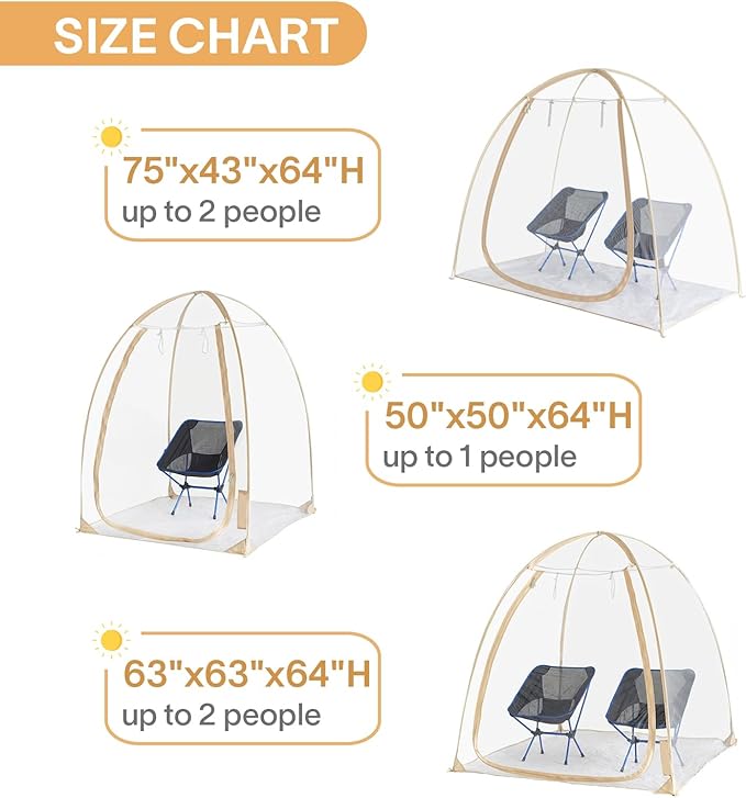 EighteenTek® Pod All Weather Sports Tent with Attached Floor Instant Outdoor Bubble Tent Rainproof Camping Sun Shelter for Sports Events Camping Fishing Cheering 50 X 50 X 64H