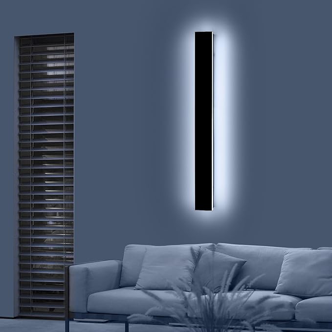 47.2inch Long Outdoor Wall Light Fixture Garage Modern Wall Sconces 6000K Cold White IP65 Waterproof White Acrylic 42W Minimalist House Exterior Lighting for Patio Porch Garden Fence