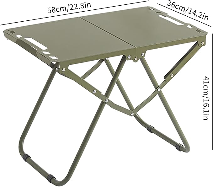 Metal Portable Tactical Camping Table Foldable Lightweight Small Table with Storage Bag Durable Carbon Steel Outdoor Picnic Table Perfect for Fishing Hiking and BBQ