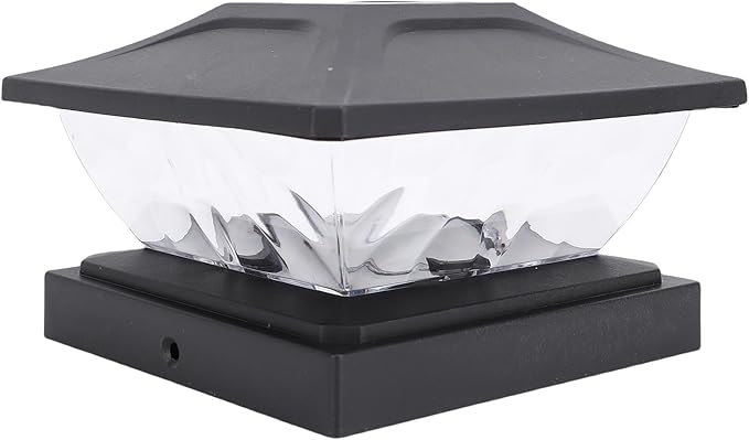 2 Pack Solar Post Light with Unique Frameless Water Wave Design Weatherproof Deck Fence Cap Light for Patio Porch Ideal for Outdoor Lighting (Black)