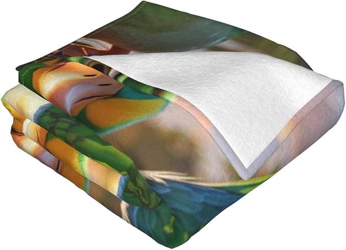a Green Parrot 50x40 Printed Soft Fleece Blanket for Sofa Bed and Camping - Cozy Blanket for Travel Picnics Nighttime Use