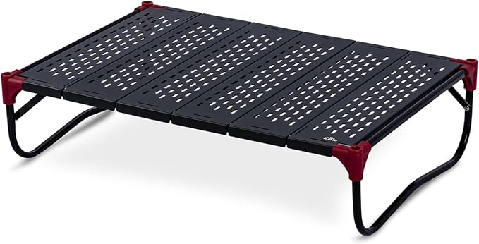 iClimb Extendable Folding Table Large Tabletop Area Ultralight Compact with Hollow Out Tabletop and Carry Bag for Camping Backpacking Beach Concert BBQ Party Three Size (Black - XL Low)