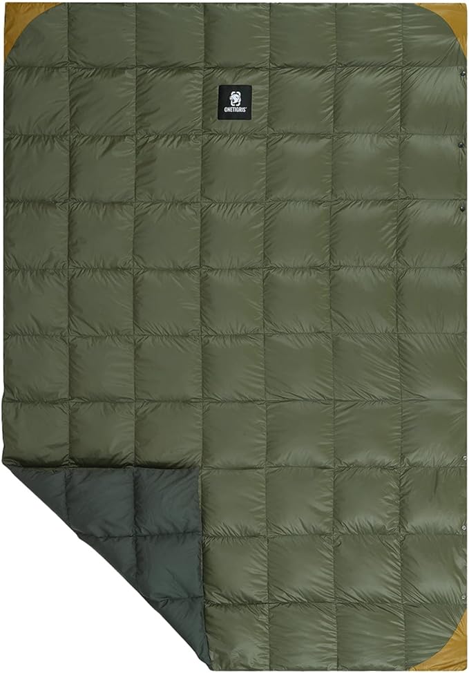 OneTigris Down Camping Blanket Warm Lightweight Packable Puffy Outdoor Travel Quilt for Cold Weather Backpacking Hiking Stadium Gardening Beach Picnic