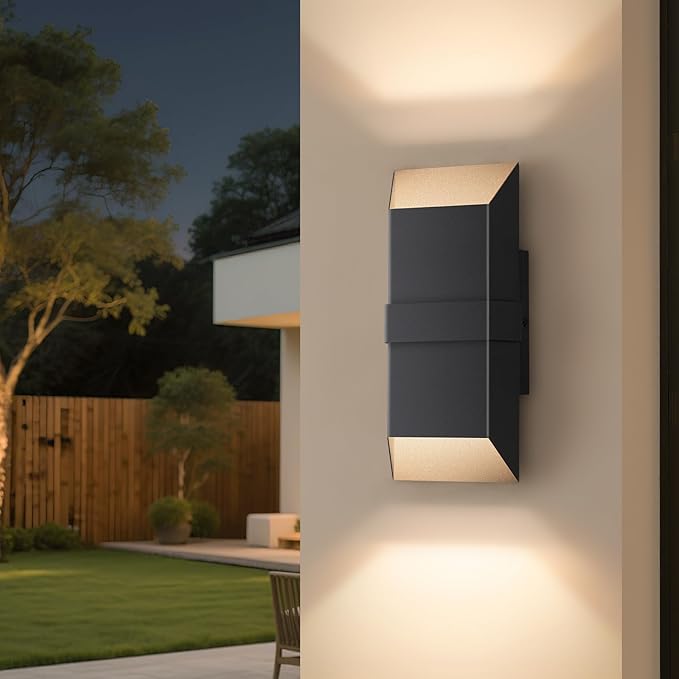 Outdoor Lights Fixture Twins Modern Led Wall Sconce Indoor Black Exterior Wall Lights for House Front Porch Light Outdoor Wall Mount Patio Lights Fixture for Garage Yard 3000K