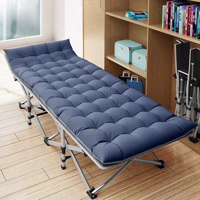 NAIZEA Folding Camping Cots for Adults Portable Cot with Mattress Heavy Duty Outdoor Bed with Carry Bag 1200d Oxford Cloth Sleeping Cots for Camping Office Nap Home Guest Beach Travel
