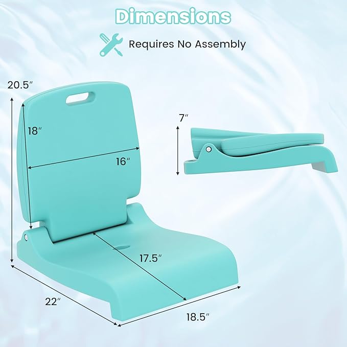 Goplus Poolside Chair for Edge of Pool Foldable Portable Flip Seat w/Back Support &amp 2 Handles Lightweight Outdoor Camping Chair for Stadium Tailgating Fishing Boats Beach (Mint Green 1 Pack