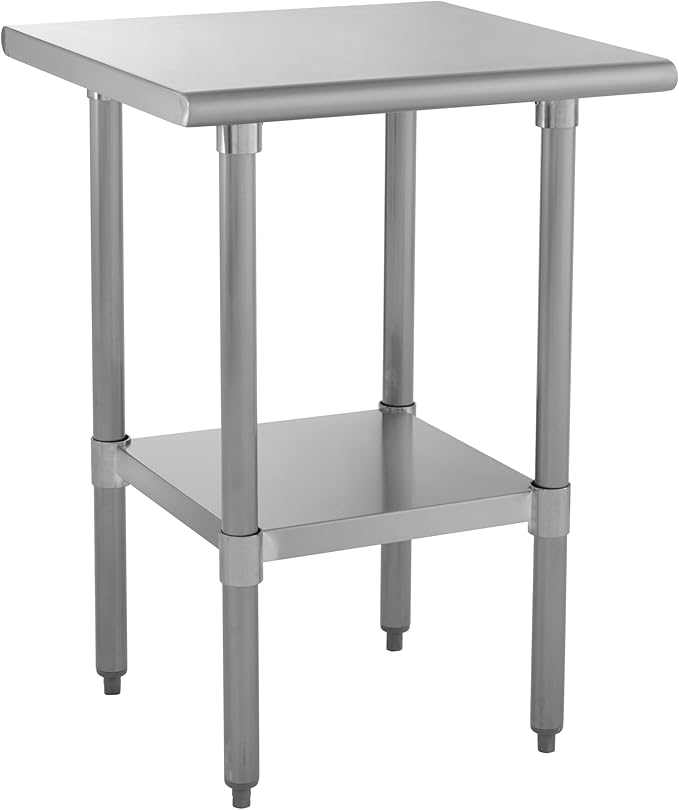 Kratos Stainless Steel Kitchen Prep Table 24 Dx24 W with Undershelf NSF Worktable for Restaurants - 18ga/430SS (28W-062)