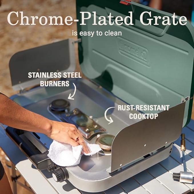 Coleman Cascade 328 3-Burner Camping Stove Portable Cooktop with 28000 BTUs Matchless Lighting &amp Dual Wind Guards Great for Outdoor Cooking Camping Tailgating Grilling BBQs &amp More