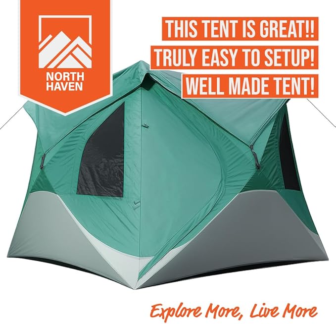 Instant Pop Up Camping Tent for 4-6 People | High-End All-Season Tent with Mesh Windows Waterproof Rainfly &amp Tool-Free Setup | Easy Setup Outdoor Tent for Overlanding &amp Camping by North Haven