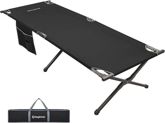Kingcamp Camping Cot Portable Sleeping Cot for Adults Heavy Duty 81x 30 Oversized Camp Cots with Pocket Folding Outdoor Camping Bed for Travel Camp Beach HikeOutdoor and Indoor Use(Black)
