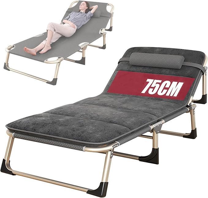 Lounge Chair Chair Reclining Lounge Chair Lawn Recliner Folding Portable Chaise Lounge with Detachable Cushion Reclining Patio Lounger Chair for Indoor A