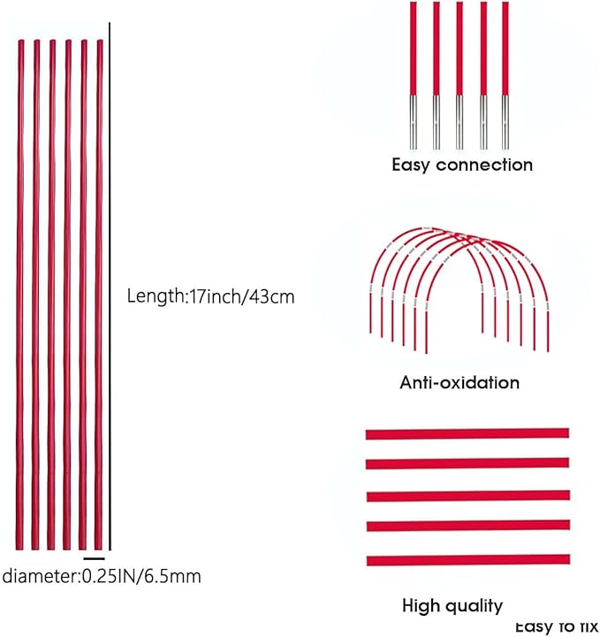 DIY Poles for Bike Tent Tent Pole Replacement Tent Bar Support Rod Awning Frame Kit for Hiking and Camping Tarp Long Approximately 52ft Diameter - 6.5mm Plant Grow Tunnel36 Packs