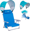 #WEJOY Beach Chair with Canopy Shade Reclining Adjustable 4 Position Lay Flat Lightweight Folding Portable Aluminum Chair with Backpack StrapsPadded headrest Heavy Duty 400lbs Lawn Chair for Beach
