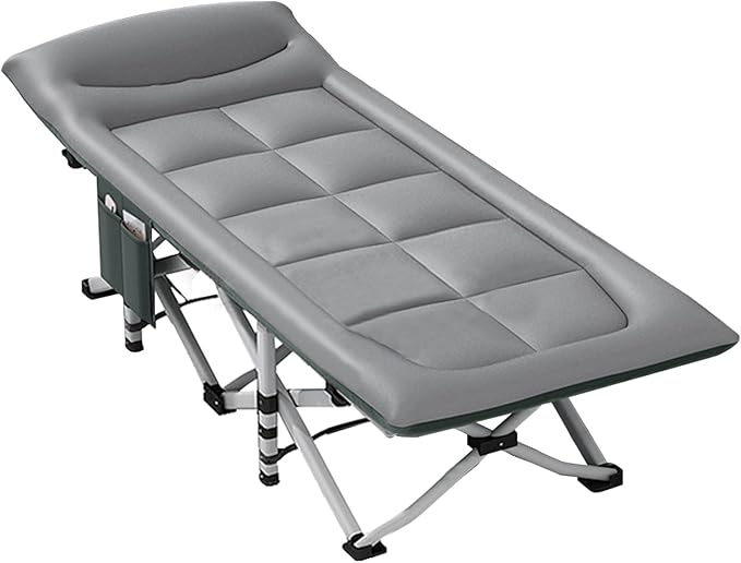 Folding Camping Cot with Mattress and Pillow Portable No Installation Lightweight Adult Sleeping Bed for HomeOfficeCamping and Travelling