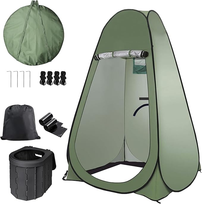 Portable Outdoor Camping Toilet Kit for AdultsPop Up Privacy Tent Camping Folding Toilet 30 Toilet Bags Washable Foldable for Travel RV Car Beach Hiking