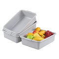 4-Pack Commercial Bus Tub Box 8 L Small Dish Pans for Washing Dishes Grey