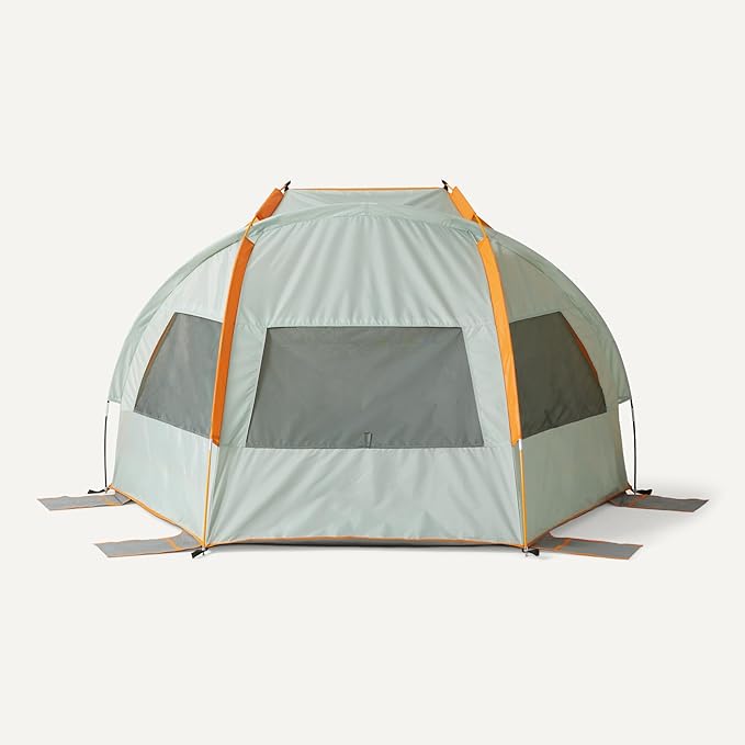 Amazon Basics Camping Sun Shelters Screened Tent with Mesh Windows UPF50+ Protection Gray and Orange 7 x 4 x 4 feet (LxWxH)