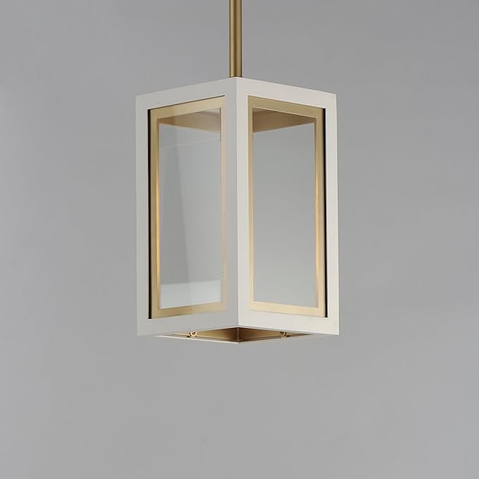Maxim Lighting 30051CLWTGLD I Neoclass Collection 12 Inch One Light Outdoor Ceiling Pendant I White &amp Gold Finish I Modern Contemporary Light Fixture I Adjustable Height I