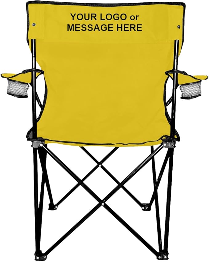 6-Qty Folding Chairs with Imprinted Logo or Message On Back - Custom Gift for Sports Picnics &amp Tailgating